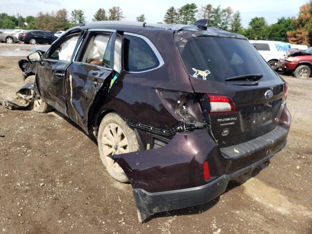 4S4BSETC0H3265612 - 2017 SUBARU OUTBACK TO BURGUNDY photo 3