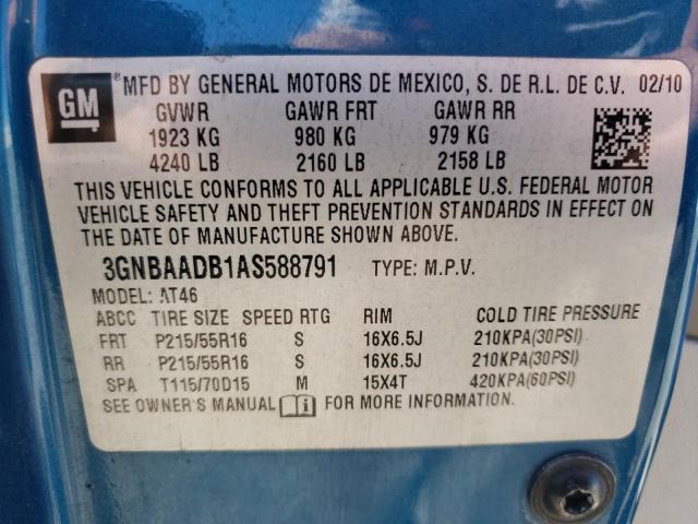 3GNBAADB1AS588791 - 2010 CHEVROLET HHR LS  photo 10