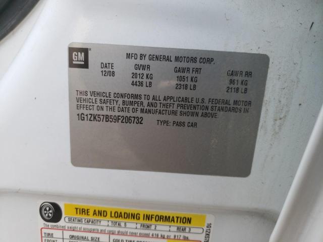 1G1ZK57B59F206732 - 2009 CHEVROLET MALIBU LTZ თეთრი ფოტო 10