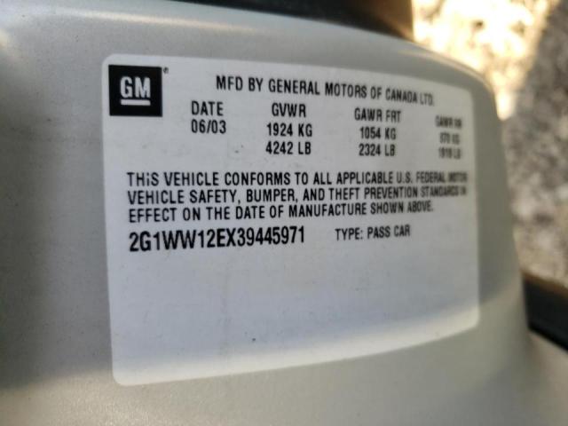 2G1WW12EX39445971 - 2003 CHEVROLET MONTE CARL თეთრი ფოტო 10