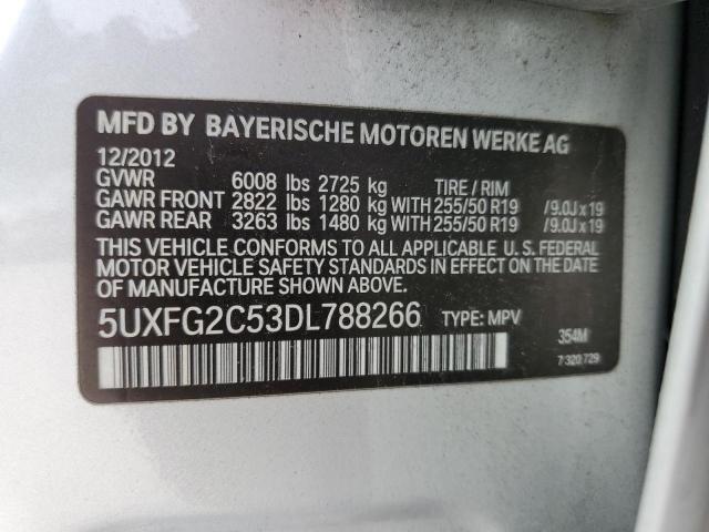 5UXFG2C53DL788266 - 2013 BMW X6 XDRIVE3 SILVER photo 10