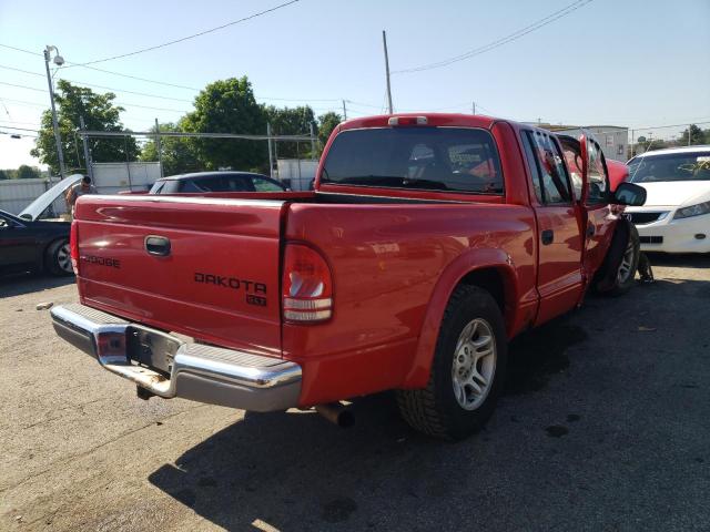 1D7HL48N54S674808 - 2004 DODGE DAKOTA QUA RED photo 4