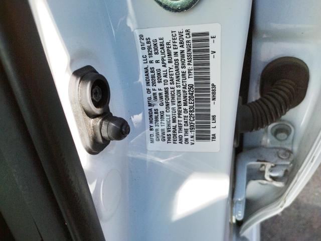 19XFC2F83LE204250 - 2020 HONDA CIVIC SPOR WHITE photo 10