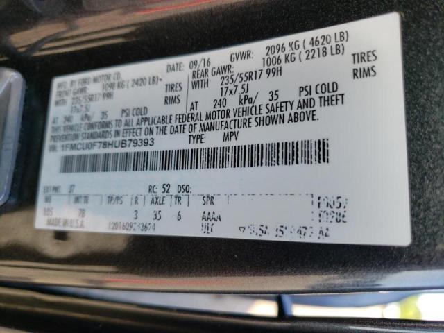 1FMCU0F78HUB79393 - 2017 FORD ESCAPE S GRAY photo 10