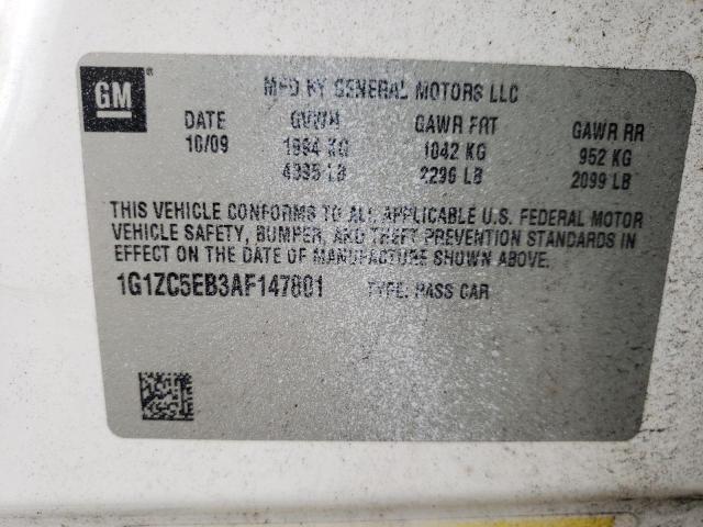 1G1ZC5EB3AF147801 - 2010 CHEVROLET MALIBU 1LT 白色 照片 10