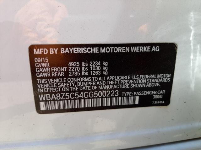 WBA8Z5C54GG500223 - 2016 BMW 328 XIGT S WHITE photo 10