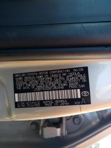 JTDBT923281282448 - 2008 TOYOTA YARIS SILVER photo 10