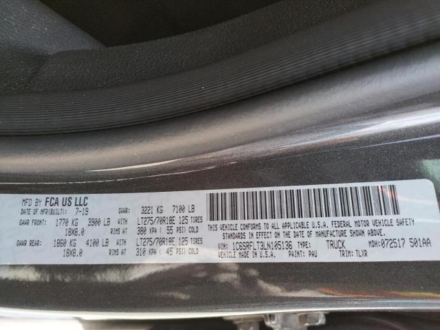 1C6SRFLT3LN105136 - 2020 RAM 1500 REBEL ნაცრისფერი ფოტო 10
