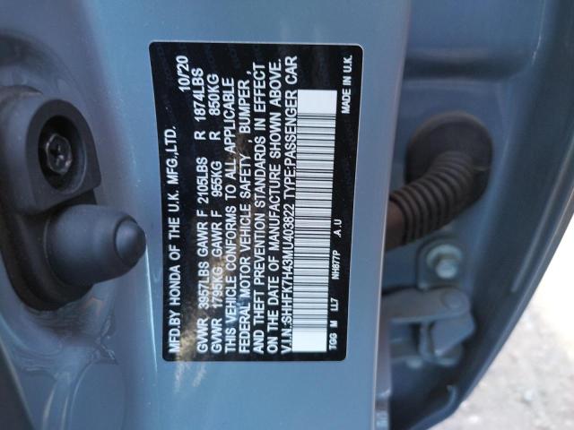 SHHFK7H43MU403822 - 2021 HONDA CIVIC SPOR GRAY photo 10