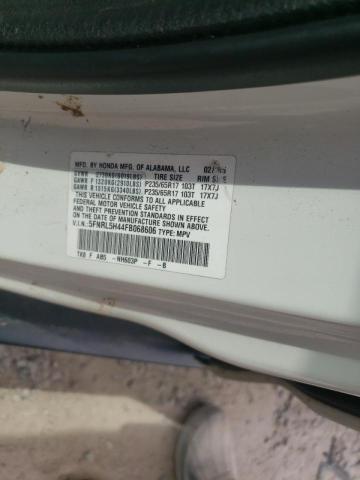 5FNRL5H44FB068606 - 2015 HONDA ODYSSEY EX WHITE photo 10