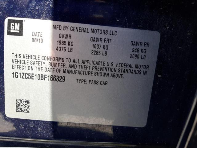 1G1ZC5E10BF166329 - 2011 CHEVROLET MALIBU 1LT 蓝色 照片 10