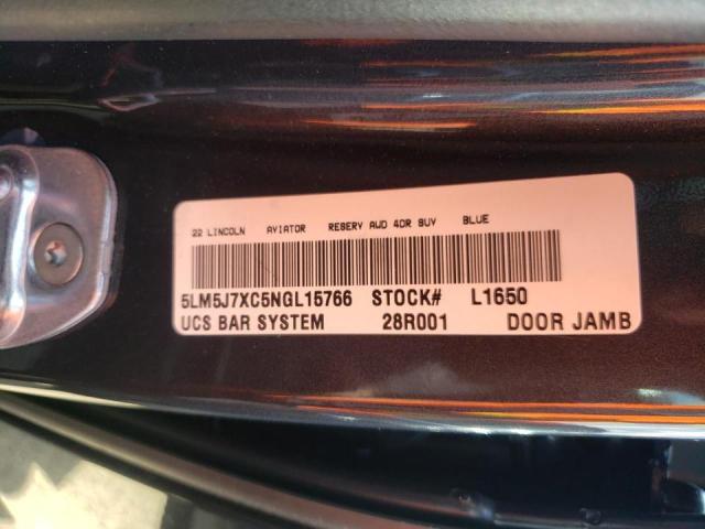 5LM5J7XC5NGL15766 - 2022 LINCOLN AVIATOR RE 蓝色 照片 10