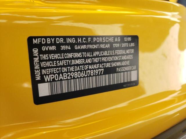 WP0AB29806U781977 - 2006 PORSCHE CAYMAN S YELLOW photo 10