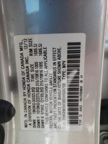 2HKRM3H38DH504798 - 2013 HONDA CR-V LX SILVER photo 10