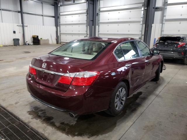 1HGCR2F37FA201057 - 2015 HONDA ACCORD LX BURGUNDY photo 4