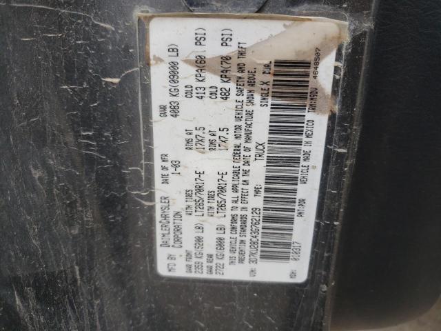 3D7KU28C43G762129 - 2003 DODGE RAM 2500 S GRAY photo 10