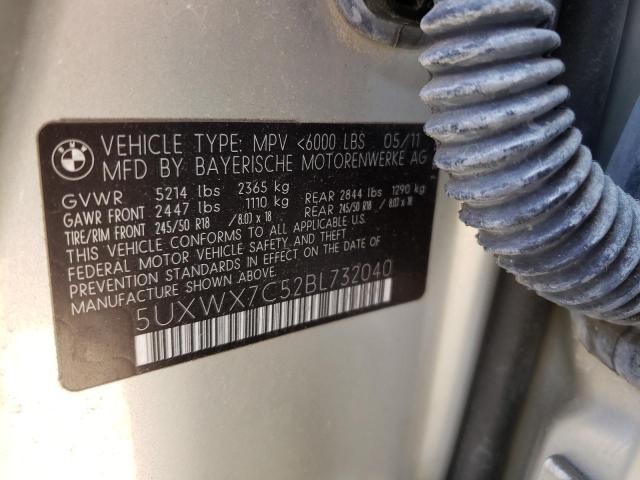5UXWX7C52BL732040 - 2011 BMW X3 XDRIVE3 SILVER photo 10