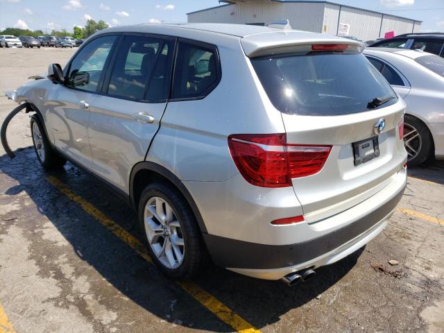 5UXWX7C52BL732040 - 2011 BMW X3 XDRIVE3 SILVER photo 3