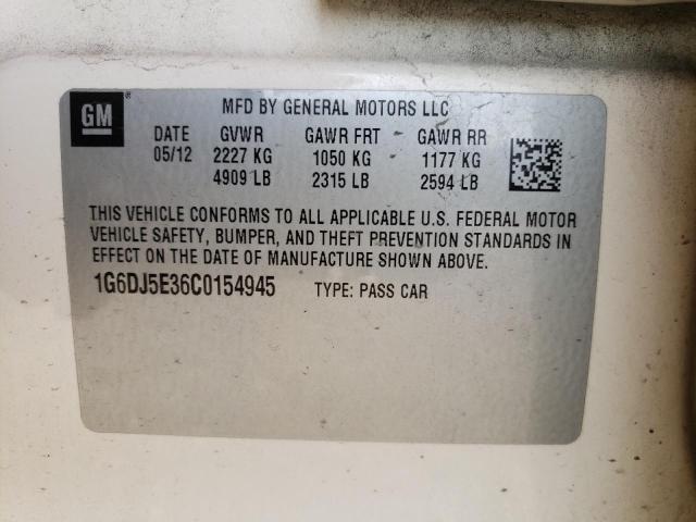 1G6DJ5E36C0154945 - 2012 CADILLAC CTS PERFOR კრემისფერი ფოტო 10