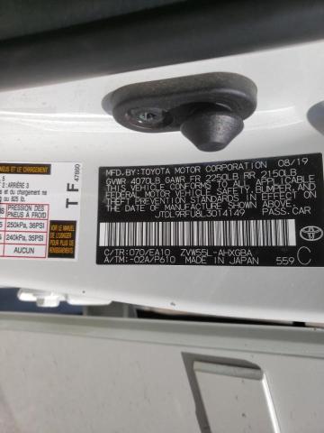 JTDL9RFU8L3014149 - 2020 TOYOTA PRIUS LE WHITE photo 10