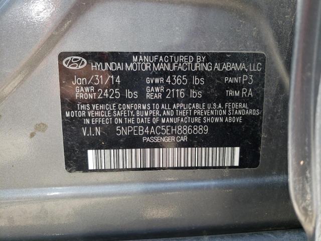 5NPEB4AC5EH886889 - 2014 HYUNDAI SONATA GLS GRAY photo 10