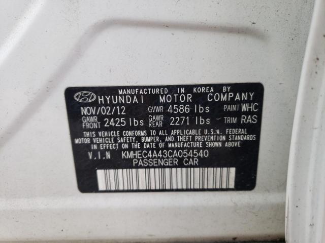 KMHEC4A43CA054540 - 2012 HYUNDAI SONATA HYB WHITE photo 10