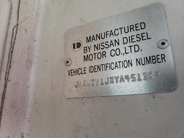 JNAUZV1JXYA451389 - 2000 NISSAN DIESEL UD1400 WHITE photo 10