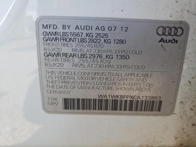 WA1WKBFPXCA133863 - 2012 AUDI Q5 PRESTIG WHITE photo 10