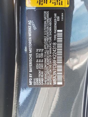 WBA3N7C58FK224318 - 2015 BMW 428 I GRAY photo 10