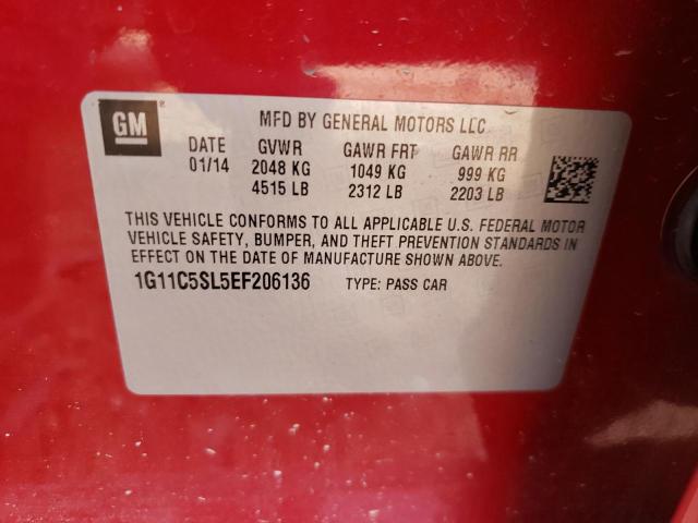 1G11C5SL5EF206136 - 2014 CHEVROLET MALIBU 1LT ბურგუნდია ფოტო 10