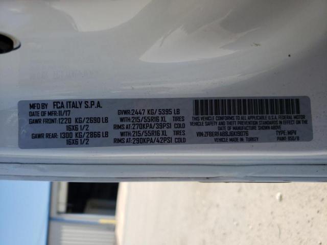 ZFBERFAB8J6K19076 - 2018 RAM PROMASTER თეთრი ფოტო 10