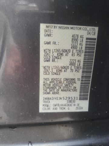 1N6BA1F41JN529531 - 2018 NISSAN TITAN XD S GRAY photo 10