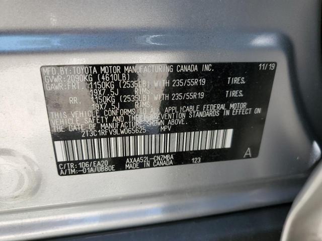 2T3C1RFV9LW065625 - 2020 TOYOTA RAV4 XLE P SILVER photo 10