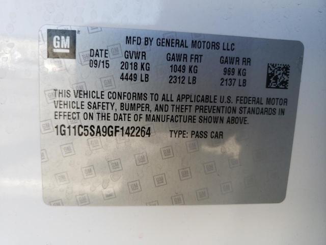 1G11C5SA9GF142264 - 2016 CHEVROLET MALIBU LIM 白色 照片 10