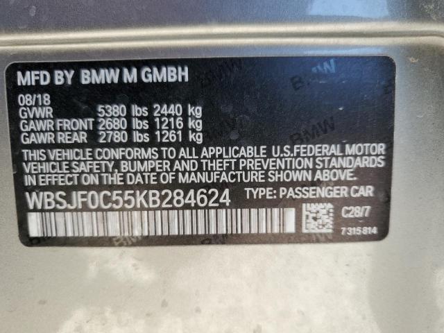 WBSJF0C55KB284624 - 2019 BMW M5 GRAY photo 10