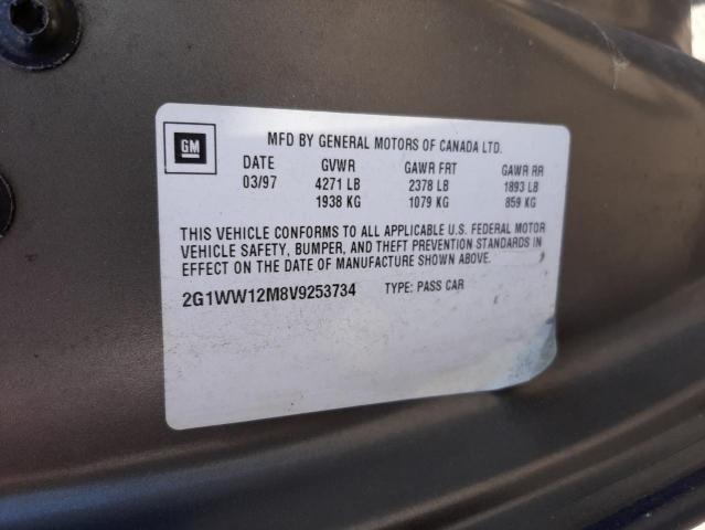 2G1WW12M8V9253734 - 1997 CHEVROLET MONTE CARL ნაცრისფერი ფოტო 10