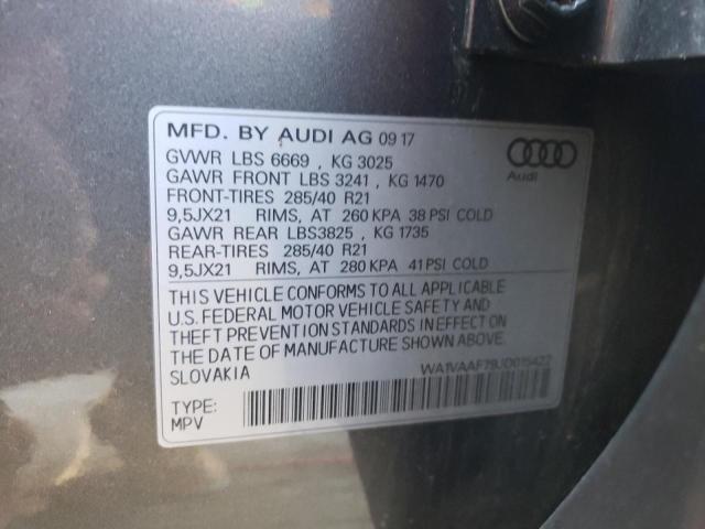 WA1VAAF79JD015422 - 2018 AUDI Q7 PRESTIG GRAY photo 10