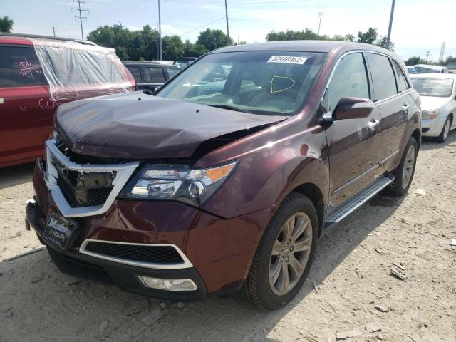2HNYD2H83CH547416 - 2012 ACURA MDX ADVANC BURGUNDY photo 2