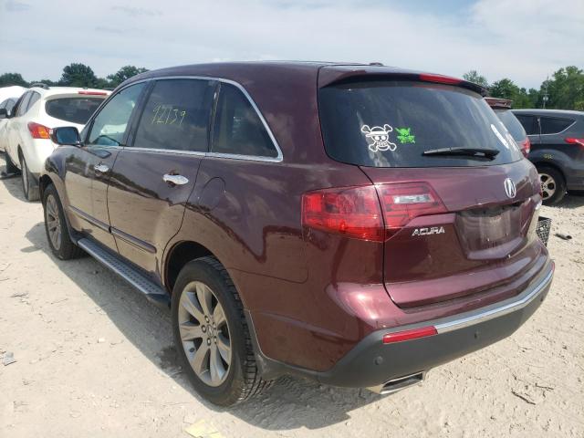 2HNYD2H83CH547416 - 2012 ACURA MDX ADVANC BURGUNDY photo 3