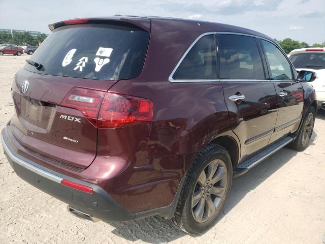 2HNYD2H83CH547416 - 2012 ACURA MDX ADVANC BURGUNDY photo 4