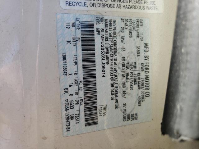 5LMFU285X8LJ09014 - 2008 LINCOLN NAVIGATOR 白色 照片 10