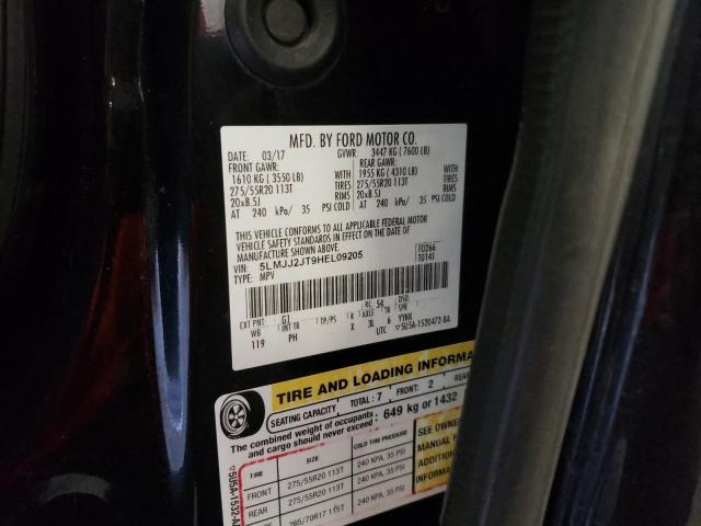 5LMJJ2JT9HEL09205 - 2017 LINCOLN NAVIGATOR შავი ფოტო 10