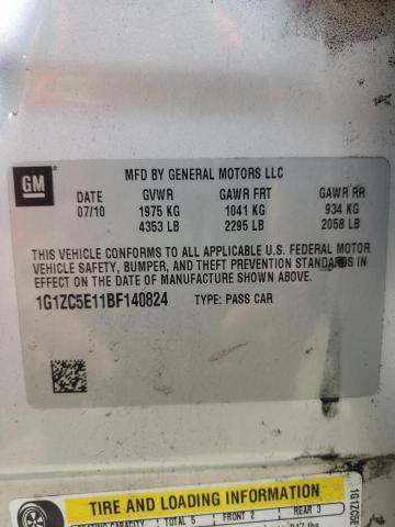 1G1ZC5E11BF140824 - 2011 CHEVROLET MALIBU 1LT 银色 照片 10