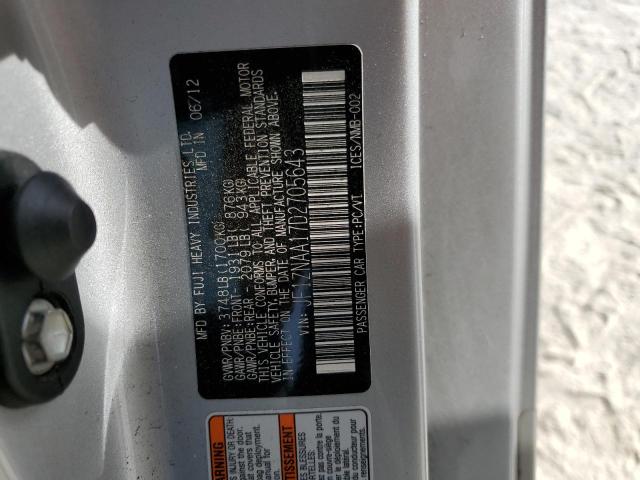 JF1ZNAA17D2705643 - 2013 TOYOTA SCION FR-S SILVER photo 10