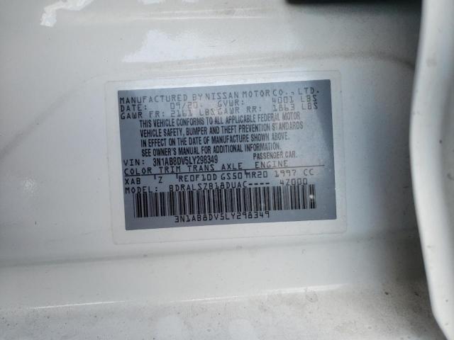 3N1AB8DV5LY298349 - 2020 NISSAN SENTRA SR WHITE photo 10