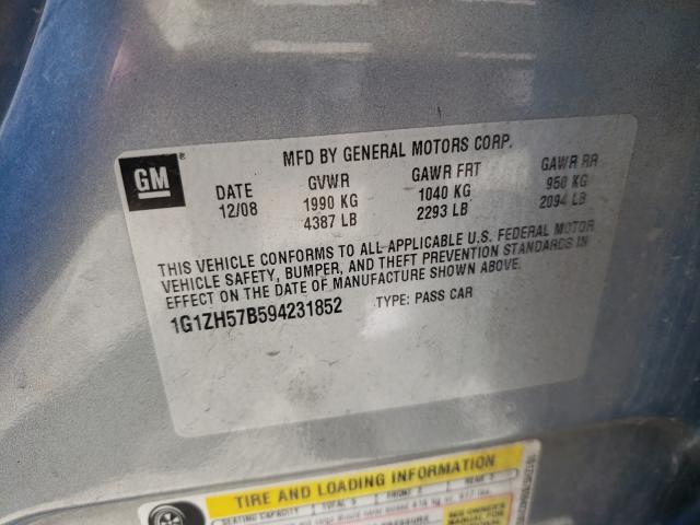 1G1ZH57B594231852 - 2009 CHEVROLET MALIBU 1LT 蓝色 照片 10