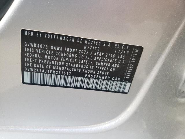 3VW2K7AJ1EM251517 - 2014 VOLKSWAGEN JETTA BASE  照片 10