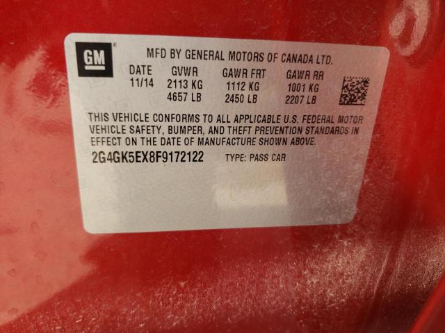 2G4GK5EX8F9172122 - 2015 BUICK REGAL 勃艮第红 照片 10