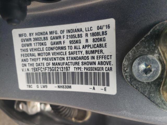 19XFC1F75GE213197 - 2016 HONDA CIVIC EXL Gümüş foto 10