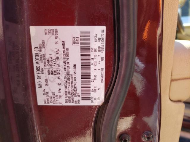 1FMEU74E76UB50256 - 2006 FORD EXPLORER E MAROON photo 10